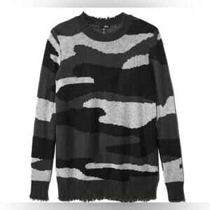 Aqua Cashmere Camo Jacquard Cashmere Sweater